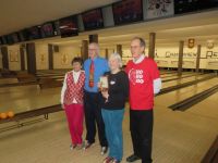 Dec 7 Bowling. Bingo Game winning team - Lillian Hanson, Neil & Lynn Gillon and Bill Murray.