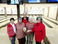 Posted Feb 5: Red Team wins the Bingo Game - Eleanor Taylor-Noonan, Peggy Oldfield, Bill Murray, Lynn Gillon and Lori Mundy.