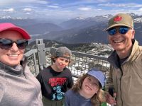 Kelly and Alan Waterman with their grandsons Torben and Tecwyn taken at the Eagle’s Nest on Whistler Peak.