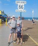 Bill Nevison, with his with his brother John & sister Anne at the end of Route 66 and this is also the end of his 10 mile run down to Marina Del Rae, then Venice beach & finally over to the Santa Monica pier. All ON HIS BIRTHDAY! ....