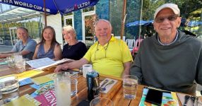 Peter Layton, Linda Cheng Dupuis, Rhonda Burnside, Neil Trainer, Michael Varga at the CBC reunion