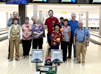 The whole bowling gang-Bill Murray, Lillian Hanson, Peggy Oldfield, Neil Gillon, Lynn Gillon, Ding Torrijos, Marichu Torrijos, Yves Bournival, Eleanor Taylor-Noonan, Michael Taylor-Noonan, Alex Kerr.