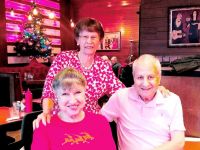 Lillian Hanson, Peggy Oldfield and Maurice Moses.  The restaurant booth wasn’t large enough for the group so we had to split up.