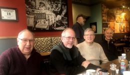 Ricky's breakfast   Rod Mundy, Lawrence Wright, Alan Stewart, Alan Waterman.  Joe Holman standing.
