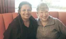 Peggy's birthday lunch with Manjula Dufresne at Socrates Greek Restaurant in Maple Ridge on January 16 (one day before her birthday).