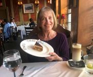 June 6 Sue Stern with her Tiramasu dessert at Al Porto.