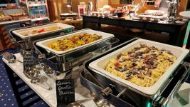 Salmon, Chicken, Mushroom Pasta.