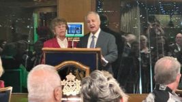 Lillian Hanson and Maurice Moses sing Happy Birthday to  those celebrating in the coming weeks.