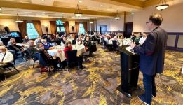 Regional Co-President John Mang welcomes everyone to the December 9th, 2025 Christmas luncheon at the Hotel Grand Pacific in Victoria.