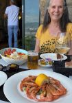 Lots of salads and seafood, especially shrimp, and beer and wine.