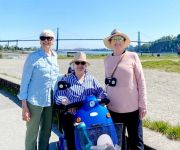 Nina Ferretti , Donna Dufresne (non CBC) and Odette Brassard on a walk, May 5
